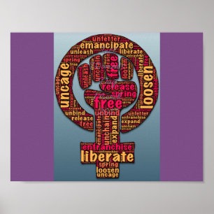 Póster direitos das mulheres 2017 levantou o punho Thunde