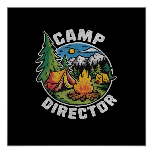 Póster Diretor de Acampamento Retro Camping Acampamento d (Frente)