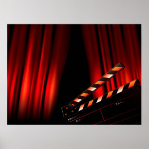 Poster Diretor vermelho da ripa da cortina do filme