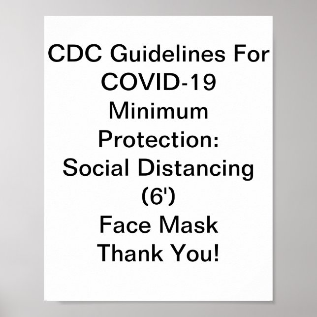 Poster Diretrizes CDC Para A COVID-19 (Frente)