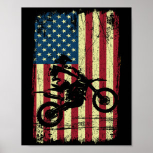 Poster Dirt Bike American Flag 4th