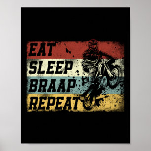 Poster Dirt Bike Motocross Coma Travão De Sono Repetir V