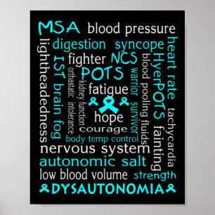 Poster Disautonomia Atenção T-shirt Teal Ribbon Gift18