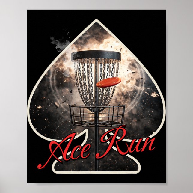 Poster Disc Golf Ace Run Chains Basket Graphic For Frisbe (Frente)