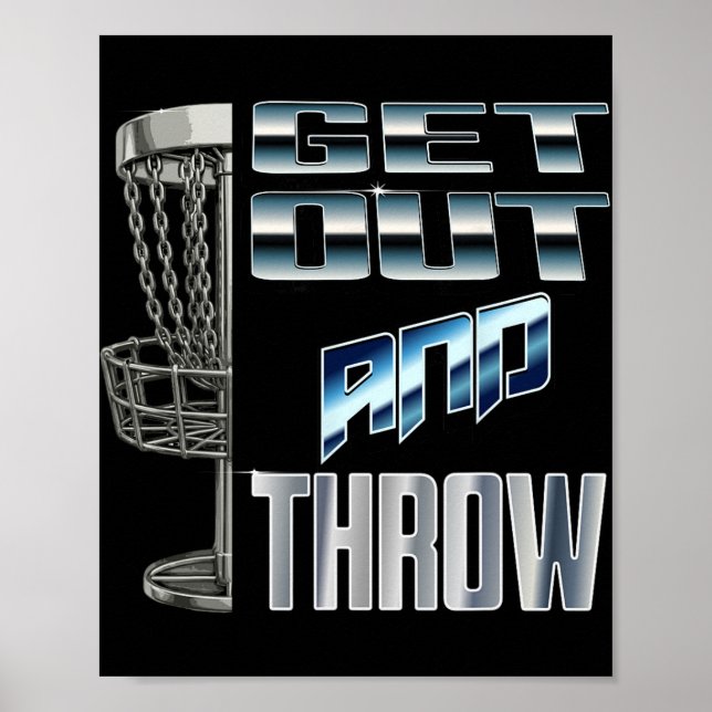 Poster Disc Golf Basket Graphic Get Out And Throw Chrome  (Frente)