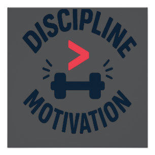 Póster Disciplina Maior que Motivação - Ginásio Fitness