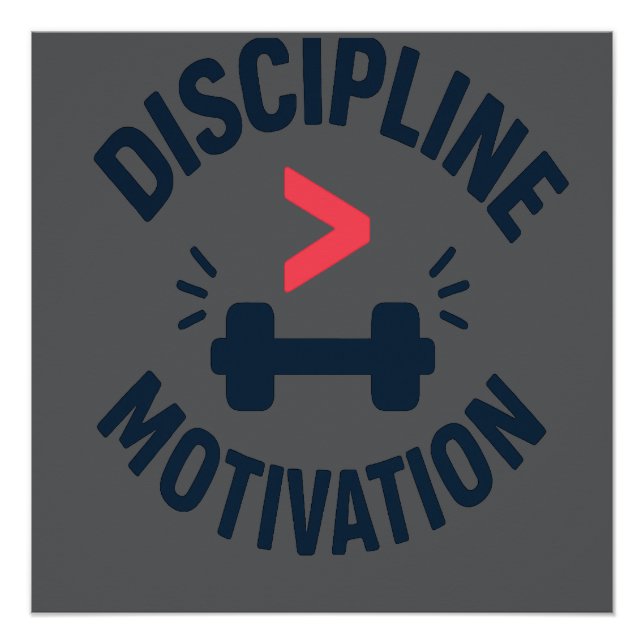 Póster DIscipline Greater than Motivation- Gym Fitness  (Frente)