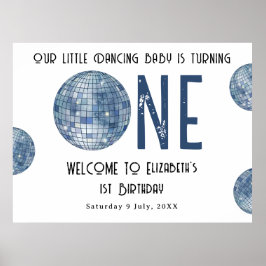 Poster Disco Ball First Year 1st Birthday Party