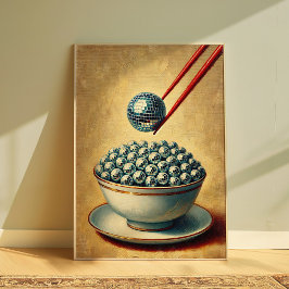 Poster Disco Ball Trendy Art, Quirky Retro Kitchen Wall