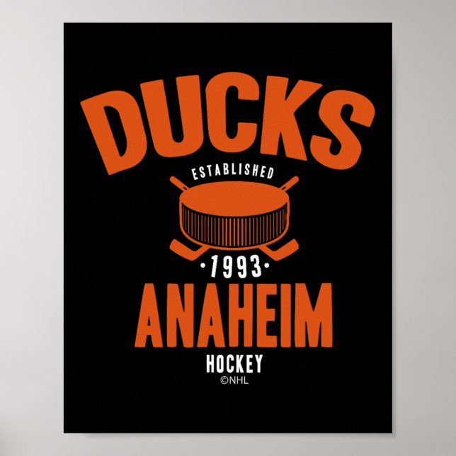 Poster Disco de hóquei do Anaheim Ducks preto oficialment (Frente)