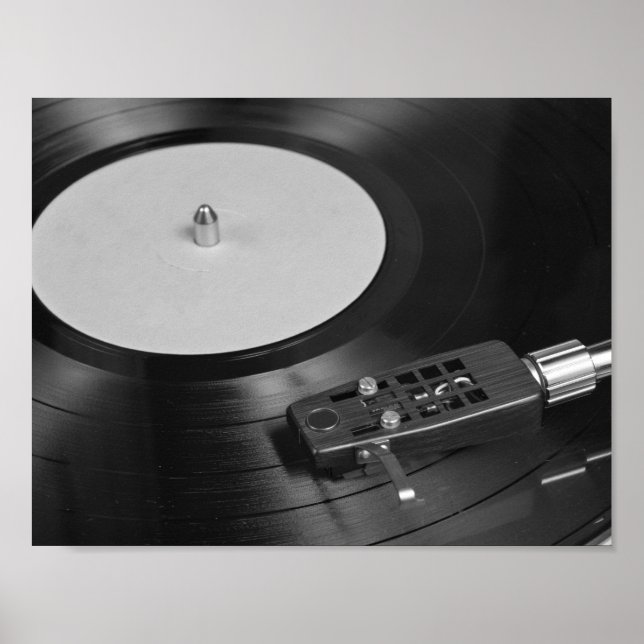 Poster Disco de vinil tocando em um toca-discos (Frente)