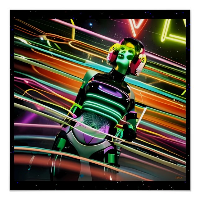 Póster Disco Espacial Zumbi (Frente)