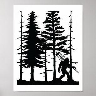Poster Disco Golf Bigfoot Escondendo Árvores Naturais Ret