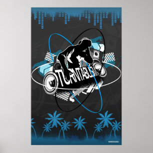 Póster Disco-jóquei da plataforma giratória da música 