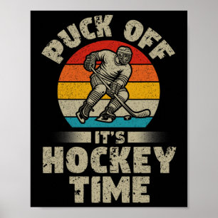 Poster Disco Puck É Hora do Hóquei Hóquei Retro Hóquei no