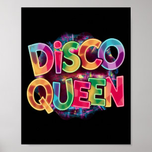 Poster Disco Queen Vintage anos 80 Retro Party Outfit Mul