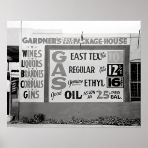 Poster Disconto Licor & Gasolina, 1939. Foto do vintage