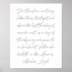 Poster Discurso de Dia de Ação de Graças de Abraham Linco