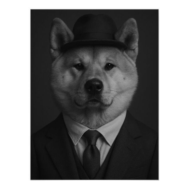 Póster Distinguished Akita Inu Dog Portrait (Frente)