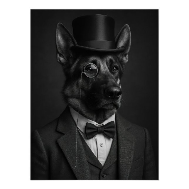 Póster Distinguished German Shepherd with Top Hat (Frente)