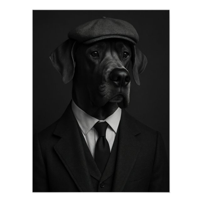 Póster Distinguished Great Dane in Suit & Flat Cap (Frente)