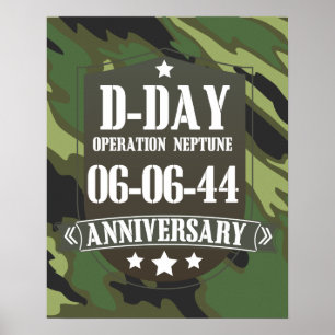 Póster Distintivo de Aniversário do Dia D Com camuflagem