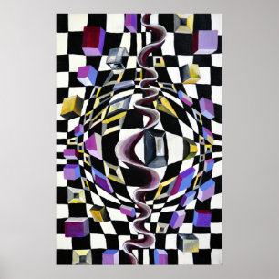 Poster Distorção do Espaço com Ilusões de Perspectiva
