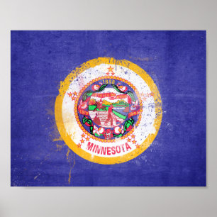 Poster Distressed Minnesota State Flag  