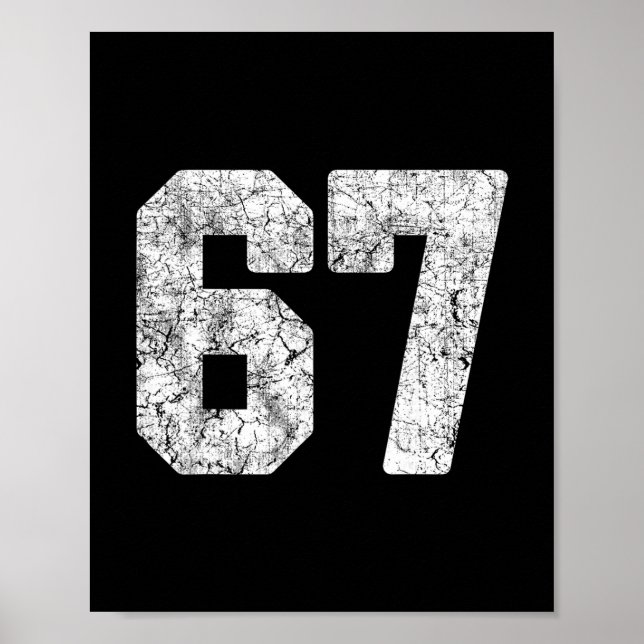 Poster Distressed White Number 67 Jersey Player Uniform # (Frente)