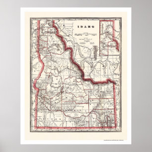 Poster Distrito de Idaho & mapa 1896 da estrada de ferro