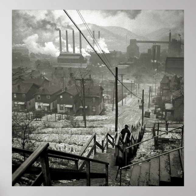 PÓSTER DISTRITO DE MILL DE 1940 PITTSBURGH (Frente)