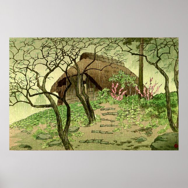 Poster Distrito de Suenaga em Rain Kasamatsu Shiro 1939 (Frente)