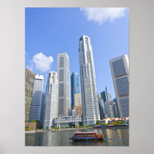 Póster Distrito Financeiro de Singapura Highrise Skyline