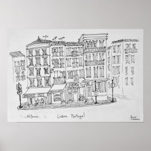 Póster Distrito Histórico da Alfama Lisboa, Portugal