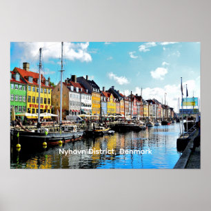 Poster Distrito Nyhavn, Dinamarca,