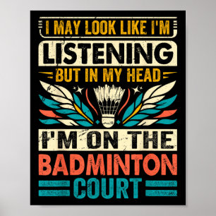 Poster Dito Retro de Badminton - Eu Posso Parecer Estar O