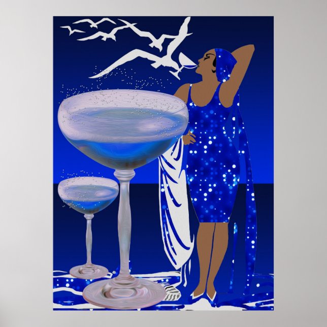 Poster Divã ART DECO Blue Champagne (Frente)