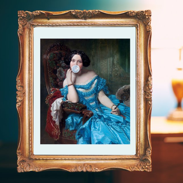 Póster Diva de chiclete em cetim azul (Criador carregado)