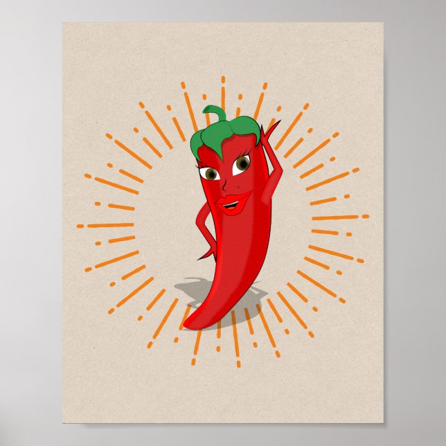 Poster Diva De Pimenta Vermelha Com Bolsa De Desenho De T (Frente)