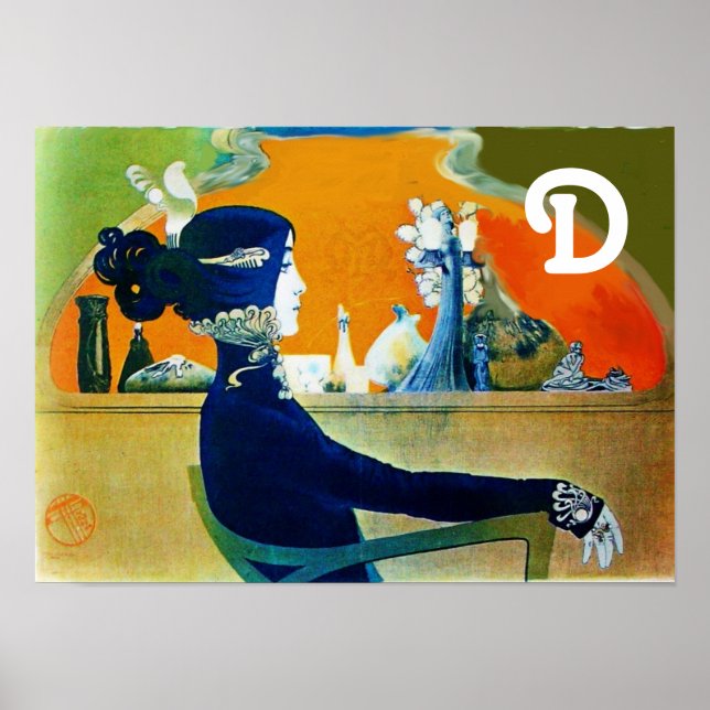 Póster DIVA EM AZUL / Beleza,Cabelo,Monograma de Moda (Frente)