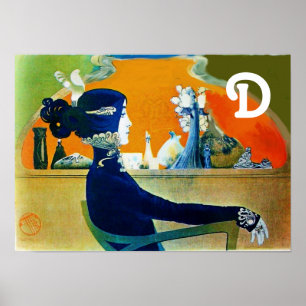 Póster DIVA no AZUL/beleza, cabelo, monograma da forma