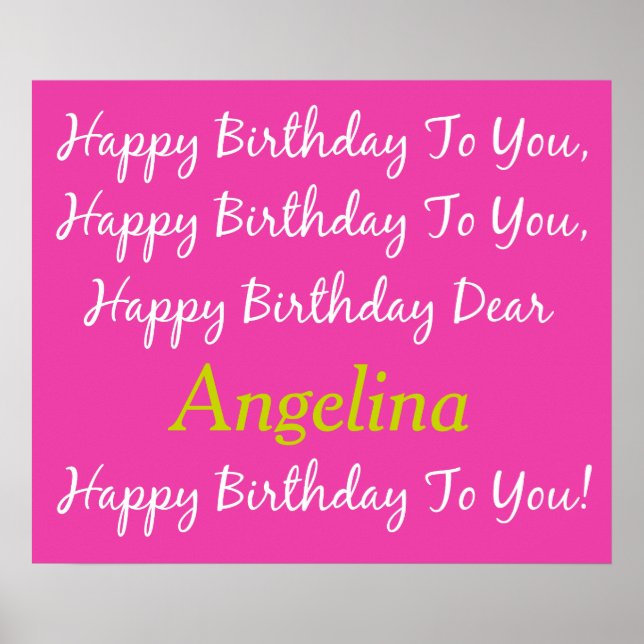 Poster Diva Pink and White Birthday Song Personalized (Frente)