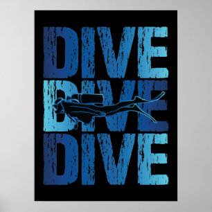Poster Dive-Dive - Mergulhador Submarino Scuba