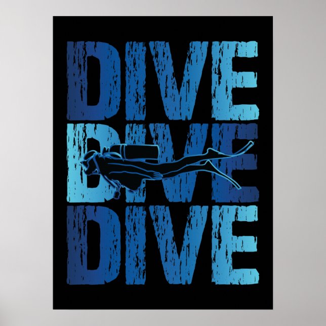 Poster Dive-Dive - Mergulhador Submarino Scuba (Frente)