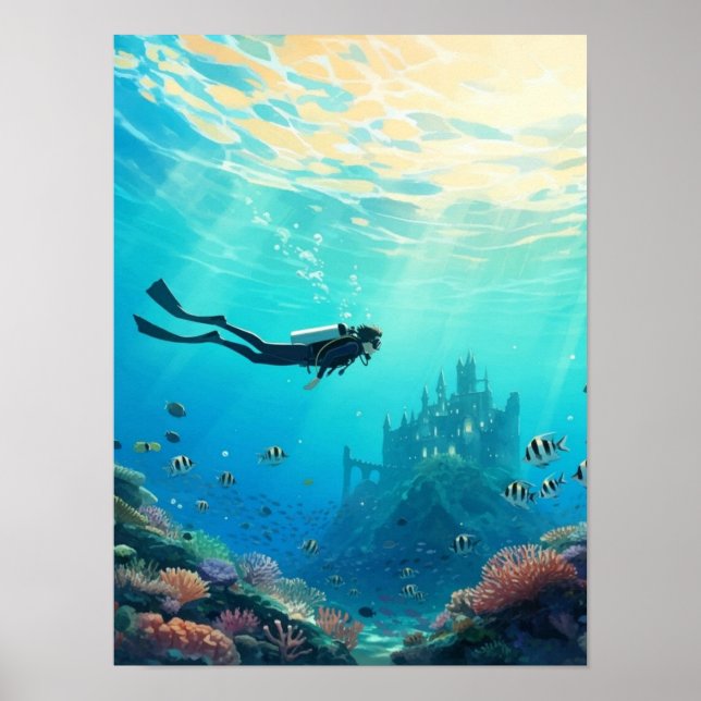 Poster Diver finds a castle (Frente)