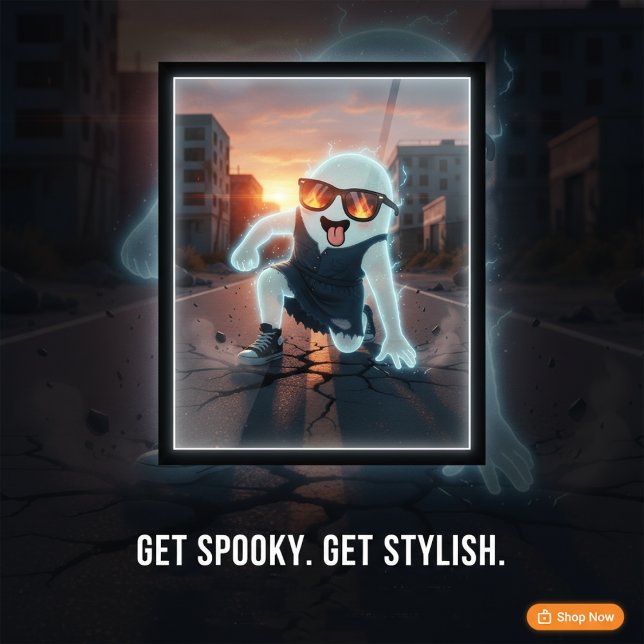 Poster Diversão Assustadora e Fofa de Fantasma no Hallowe (Criador carregado)