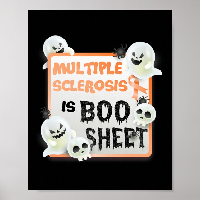 Poster Diversão Boo Halloween Fantasma Múltipla Esclerose (Frente)