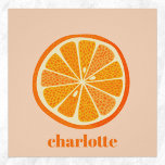 Póster Diversão Citrus Orange Personalizada<br><div class="desc">Fruta de citrinos laranja divertida num fundo rosa-claro. Consiga vitamina C. Arte original de Nic Squirrell. Altere o nome para personalizar.</div>