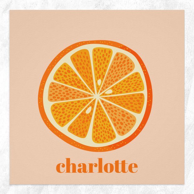 Póster Diversão Citrus Orange Personalizada (Personalized name fun citrus orange poster)