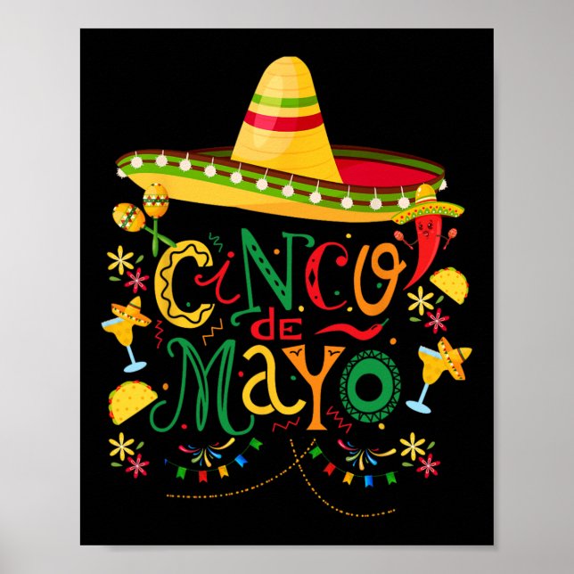 Poster Diversão Colorida Design de Cinco de Maio (Frente)